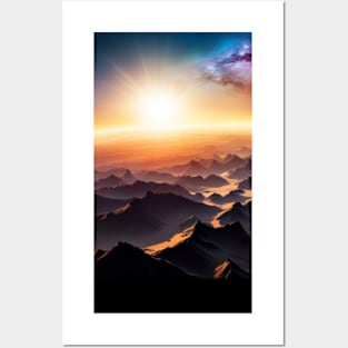 Pink Galaxy over Desert Sunrise Posters and Art